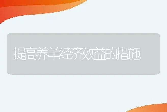 提高养羊经济效益的措施 | 动物养殖