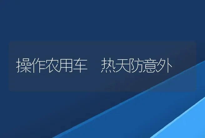 操作农用车 热天防意外 | 养殖