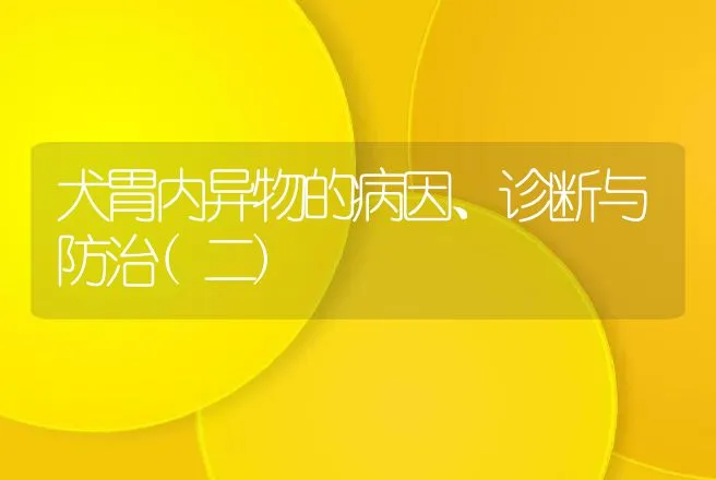 犬胃内异物的病因、诊断与防治(二) | 动物养殖