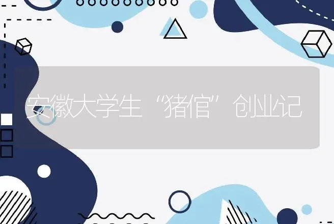 安徽大学生“猪倌”创业记 | 养殖致富