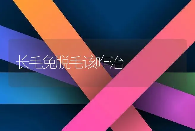 长毛兔脱毛该咋治 | 动物养殖