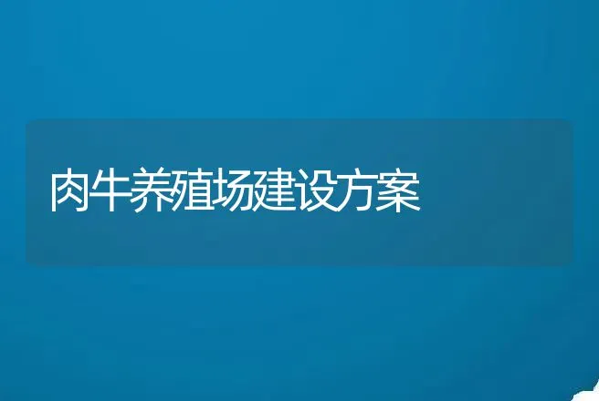 肉牛养殖场建设方案 | 兽医知识大全