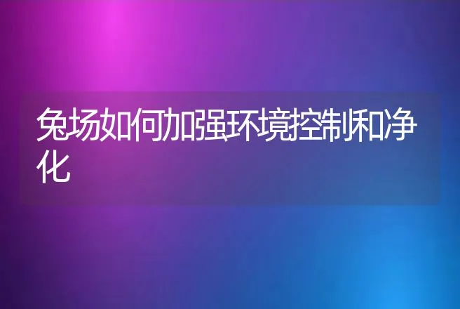 兔场如何加强环境控制和净化 | 动物养殖