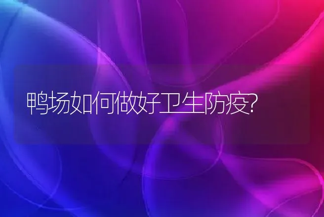 鸭场如何做好卫生防疫? | 家禽养殖