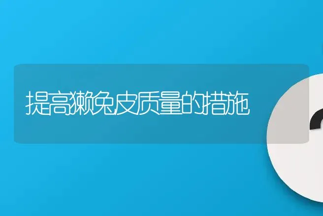 提高獭兔皮质量的措施 | 动物养殖