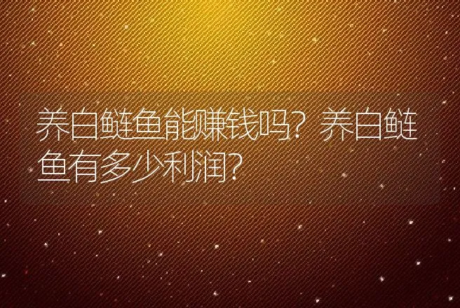 养白鲢鱼能赚钱吗？养白鲢鱼有多少利润？ | 养殖致富