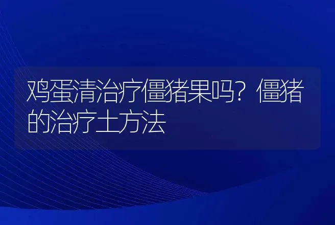 鸡蛋清治疗僵猪果吗？僵猪的治疗土方法 | 兽医知识大全