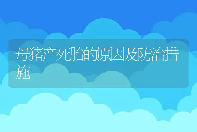 母猪产死胎的原因及防治措施 | 动物养殖