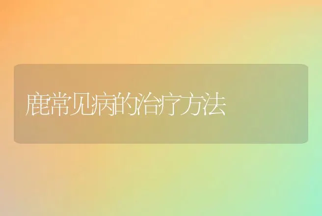 鹿常见病的治疗方法 | 动物养殖