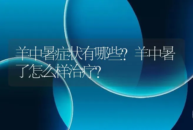 羊中暑症状有哪些？羊中暑了怎么样治疗? | 兽医知识大全