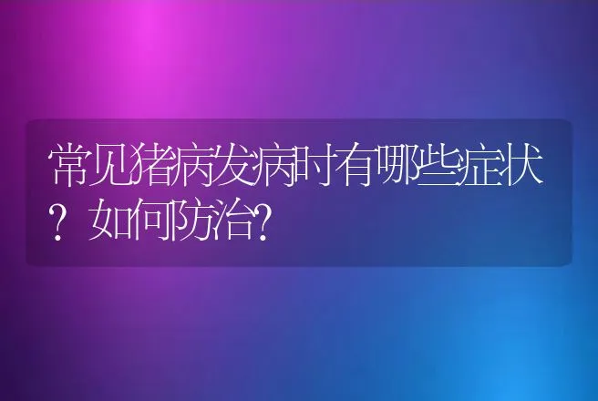 常见猪病发病时有哪些症状？如何防治？ | 家畜养殖