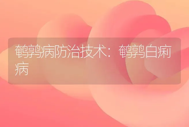 鹌鹑病防治技术：鹌鹑白痢病 | 动物养殖