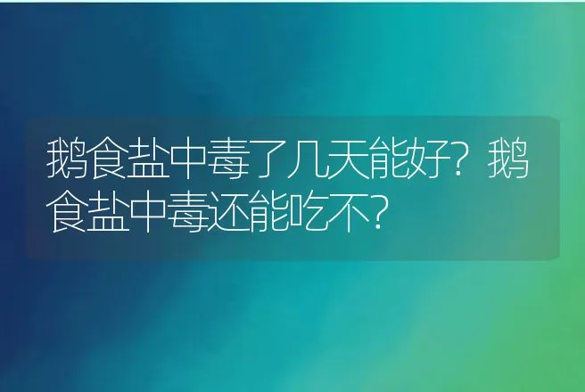 鹅食盐中毒了几天能好？鹅食盐中毒还能吃不？ | 兽医知识大全