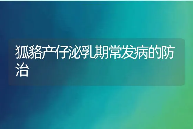 狐貉产仔泌乳期常发病的防治 | 特种养殖