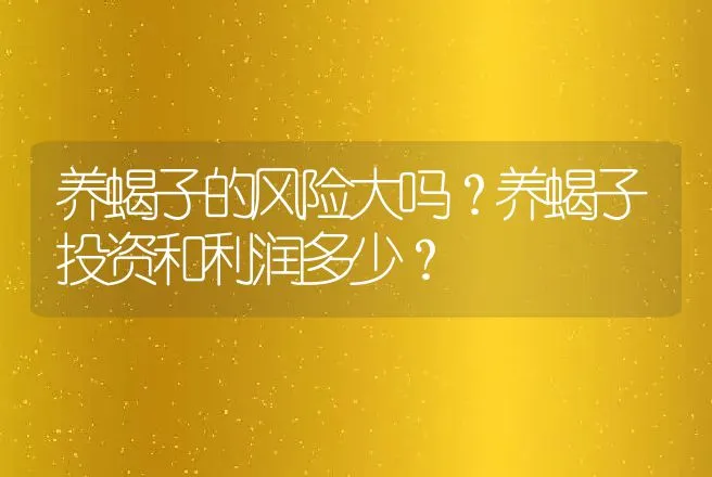 养蝎子的风险大吗？养蝎子投资和利润多少？ | 养殖致富