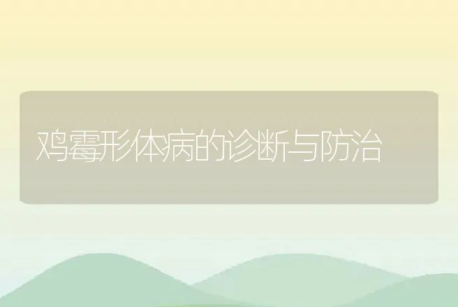 鸡霉形体病的诊断与防治 | 动物养殖