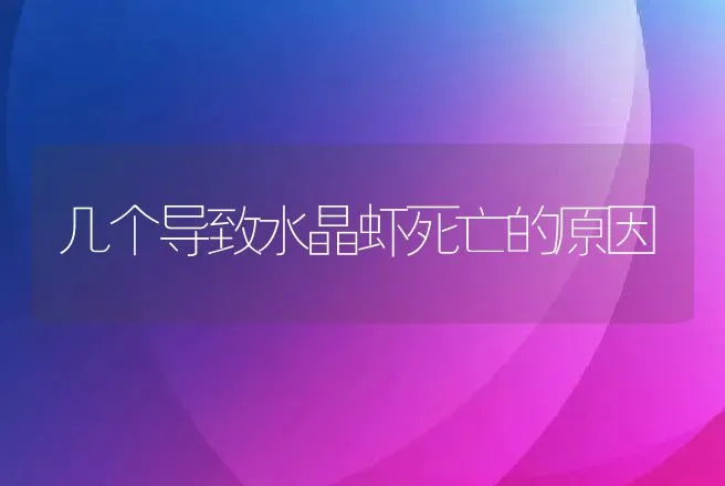 几个导致水晶虾死亡的原因 | 动物养殖