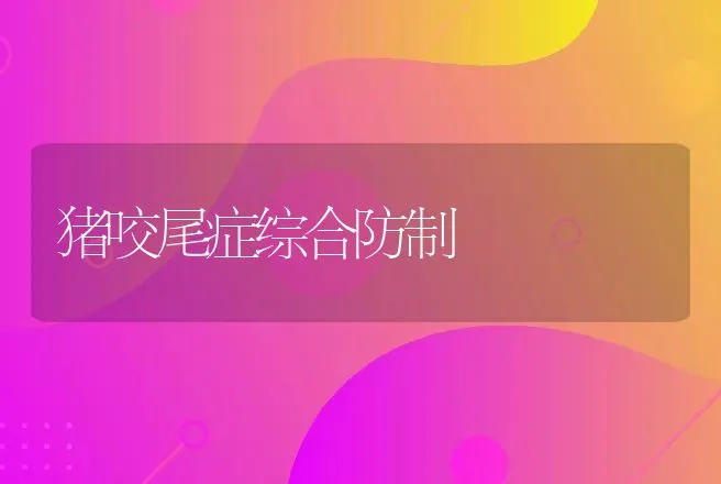 猪咬尾症综合防制 | 动物养殖