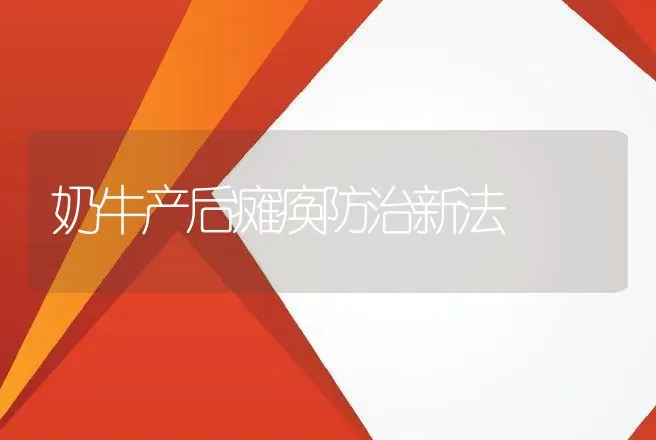 奶牛产后瘫痪防治新法 | 动物养殖