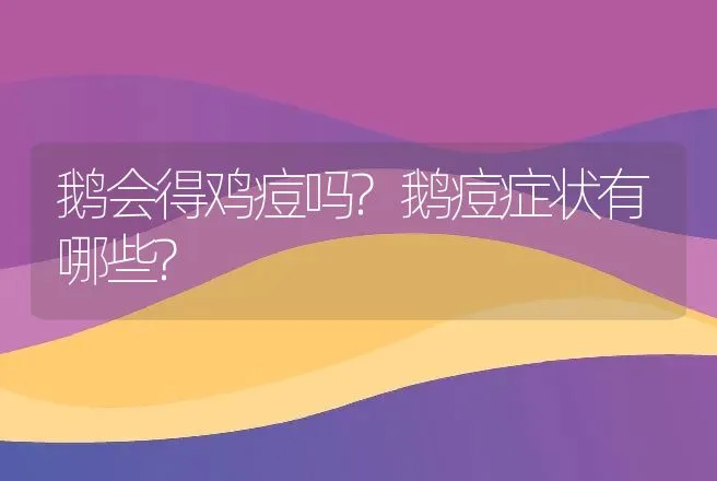 鹅会得鸡痘吗?鹅痘症状有哪些? | 兽医知识大全