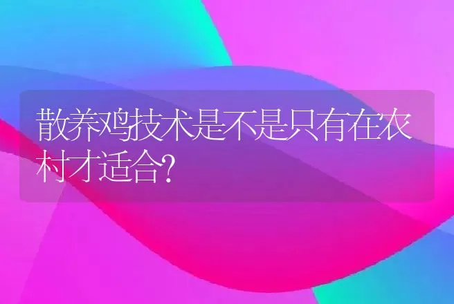 散养鸡技术是不是只有在农村才适合？ | 家禽养殖