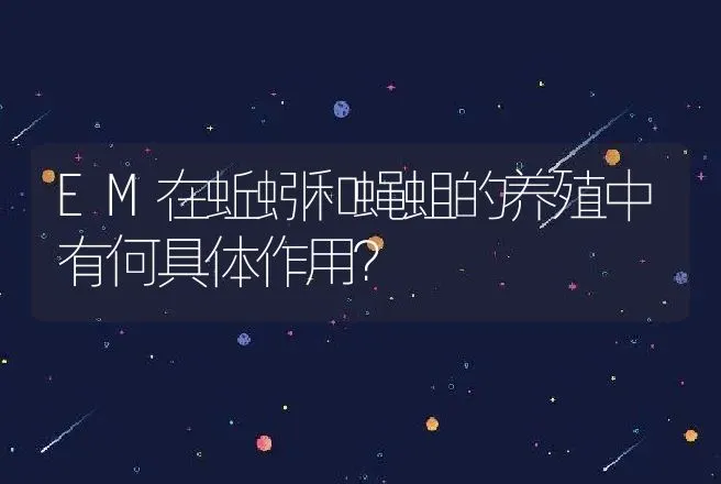 EM在蚯蚓和蝇蛆的养殖中有何具体作用？ | 动物养殖