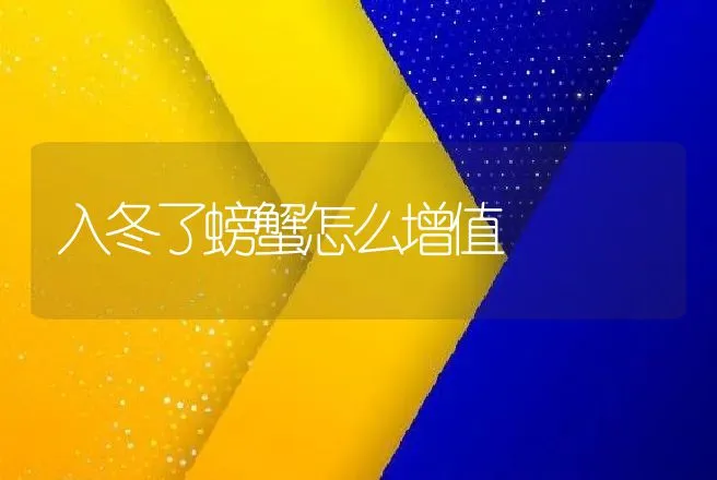 入冬了螃蟹怎么增值 | 动物养殖