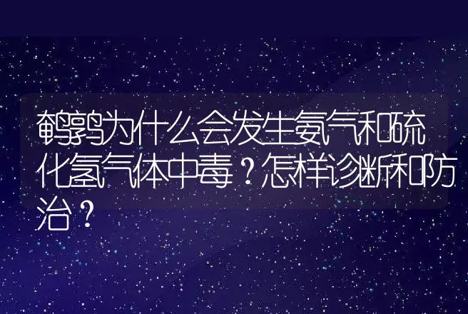 鹌鹑为什么会发生氨气和硫化氢气体中毒？怎样诊断和防治？ | 动物养殖