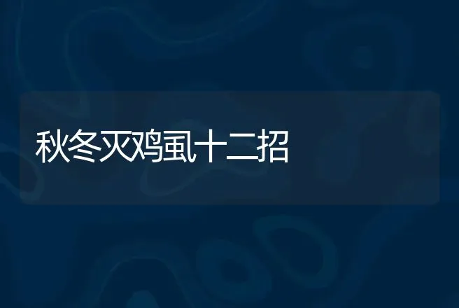 秋冬灭鸡虱十二招 | 家禽养殖