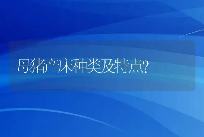 母猪产床种类及特点？ | 动物养殖