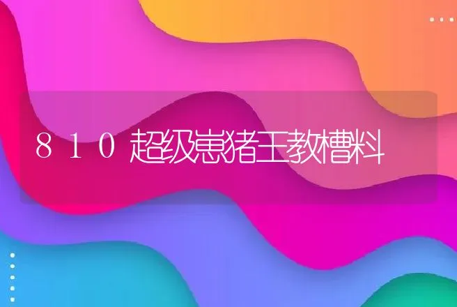 810超级崽猪王教槽料 | 动物养殖