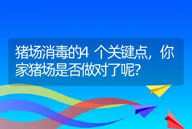 猪场消毒的4个关键点，你家猪场是否做对了呢？ | 家畜养殖