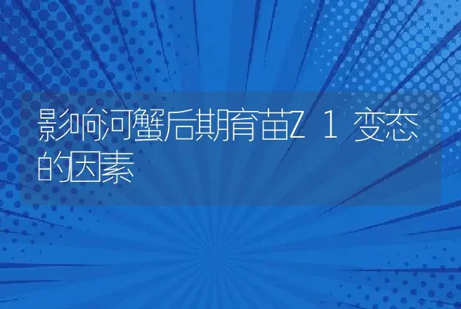 影响河蟹后期育苗Z1变态的因素 | 动物养殖