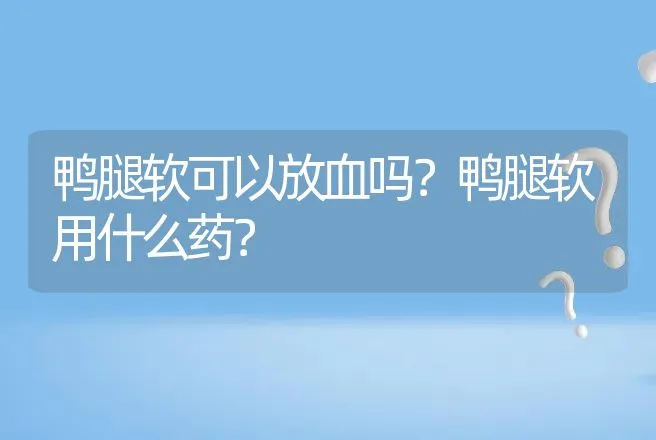 鸭腿软可以放血吗？鸭腿软用什么药？ | 兽医知识大全