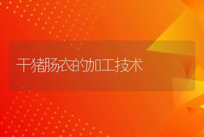 干猪肠衣的加工技术 | 动物养殖