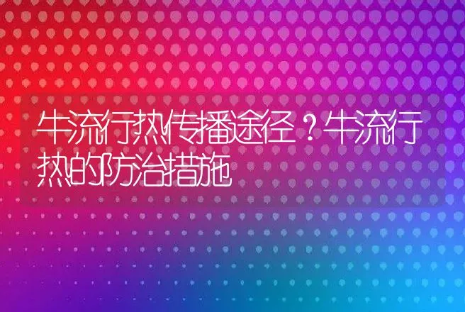 牛流行热传播途径？牛流行热的防治措施 | 兽医知识大全