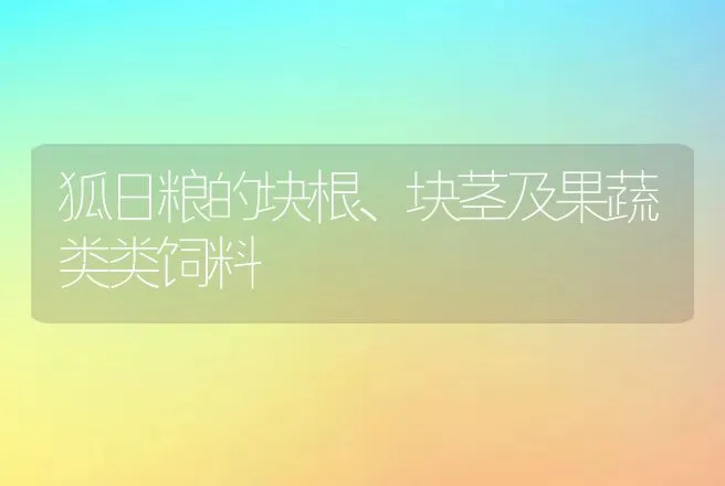 狐日粮的块根、块茎及果蔬类类饲料 | 动物养殖