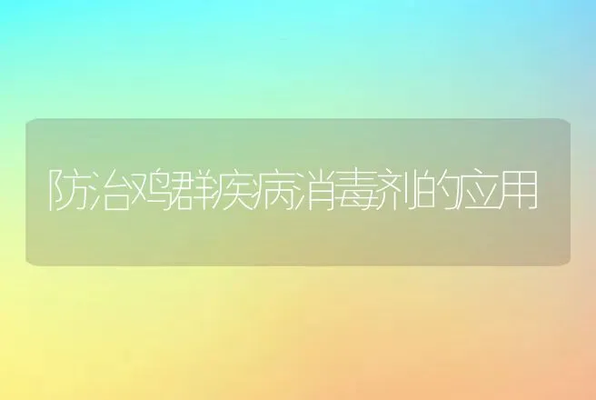 防治鸡群疾病消毒剂的应用 | 动物养殖