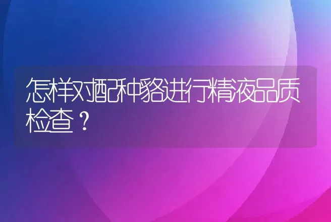 怎样对配种貉进行精液品质检查？ | 动物养殖