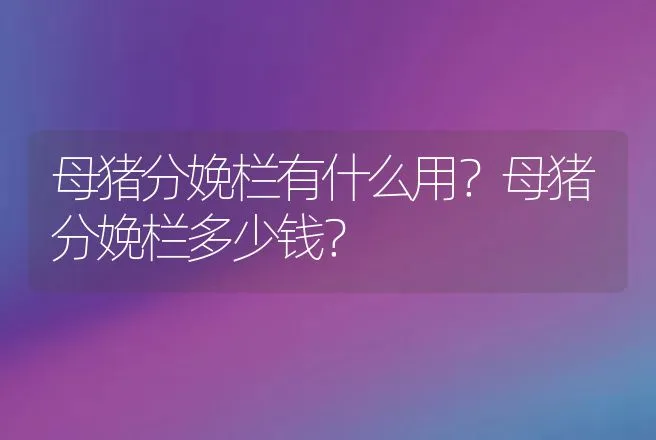 母猪分娩栏有什么用？母猪分娩栏多少钱？ | 动物养殖