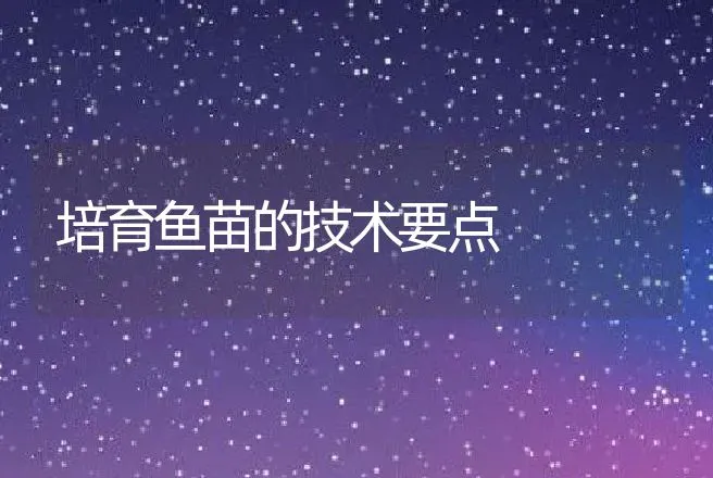 培育鱼苗的技术要点 | 动物养殖