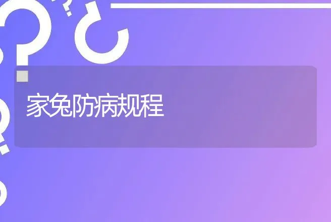 家兔防病规程 | 动物养殖