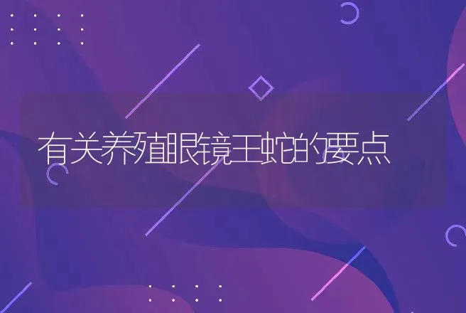 有关养殖眼镜王蛇的要点 | 动物养殖