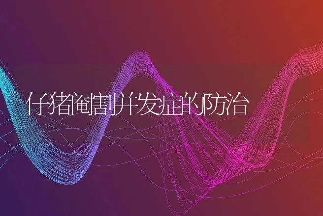 仔猪阉割并发症的防治 | 动物养殖