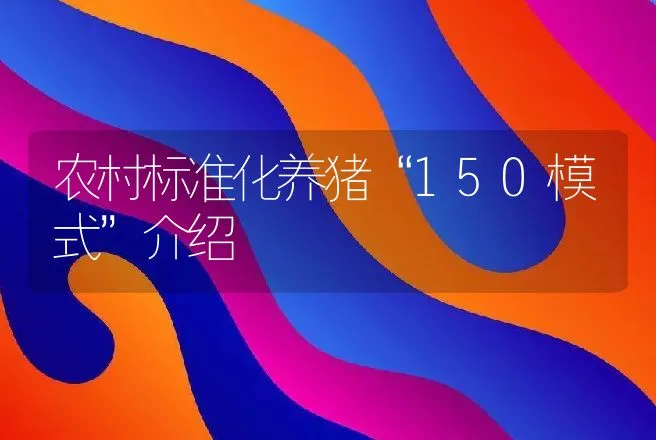 农村标准化养猪“150模式”介绍 | 动物养殖