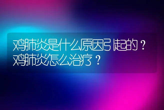 鸡肺炎是什么原因引起的？鸡肺炎怎么治疗？ | 兽医知识大全