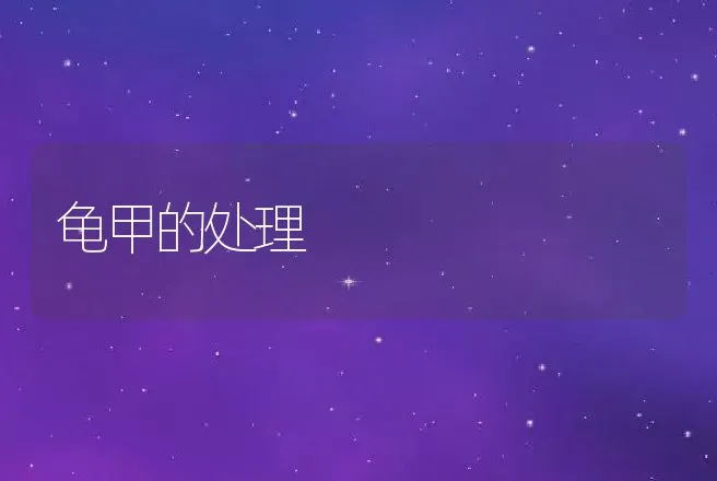 龟甲的处理 | 动物养殖