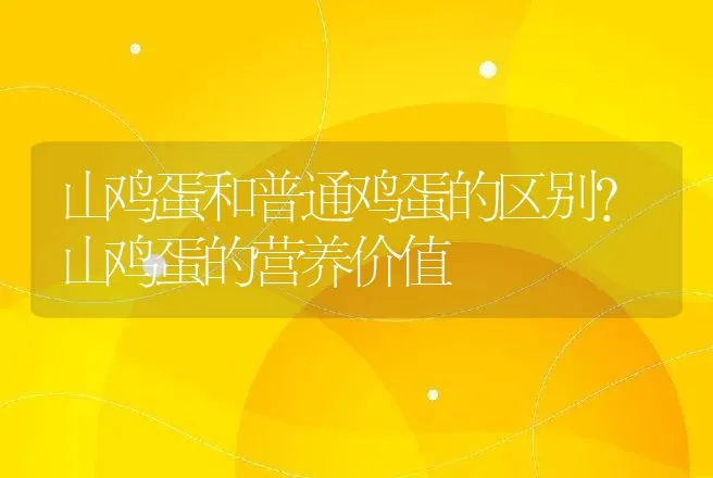 山鸡蛋和普通鸡蛋的区别？山鸡蛋的营养价值 | 动物养殖