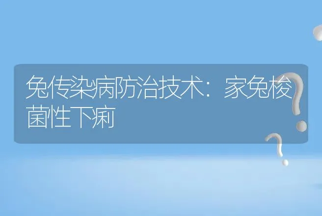 兔传染病防治技术：家兔梭菌性下痢 | 动物养殖