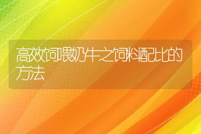 高效饲喂奶牛之饲料配比的方法 | 家畜养殖